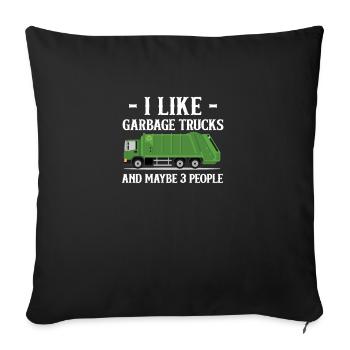 Garbage truck garbage collection saying garbage man - Sofa pillowcase 17,3'' x 17,3'' (45 x 45 cm) - black - Front
