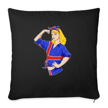 Fille islandaise incassable I Héritage islandais - Housse de coussin décorative 45 x 45 cm - noir - Devant