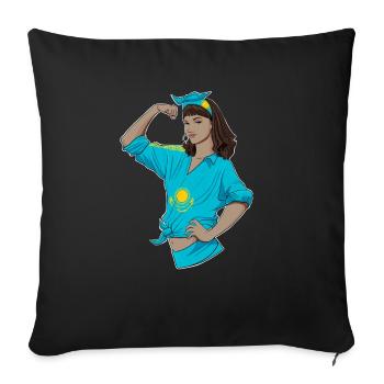 Fille kazakhe incassable I Héritage kazakh I - Housse de coussin décorative 45 x 45 cm - noir - Devant