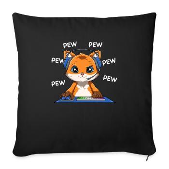Gamer Fox - Online-Spiele Computer-Videospiele - Sofakissenbezug 45 x 45 cm - Schwarz - Vorne