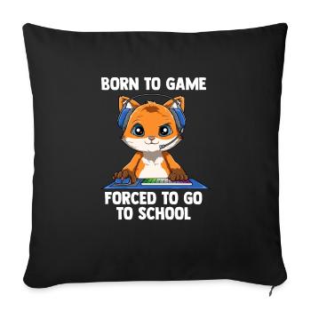 Zum Spielen geboren - Video Gamer Fox - - Sofakissenbezug 45 x 45 cm - Schwarz - Vorne
