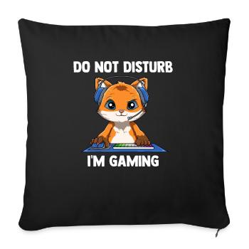 Bitte nicht stören - Lustiges Videospiel Fox Gamer - Sofakissenbezug 45 x 45 cm - Schwarz - Vorne