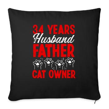 34 for Men Husband Father Day 34 Year Cat Dad - Sofa pillowcase 17,3'' x 17,3'' (45 x 45 cm) - black - Front