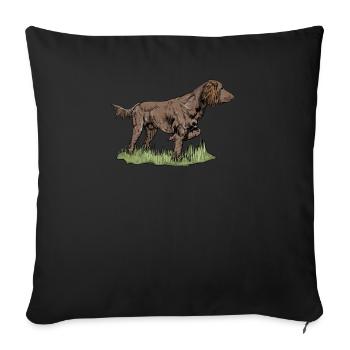 Jäger Jagd Drückjagd Deutsch Langhaar Geschenk - Sofakissenbezug 45 x 45 cm - Schwarz - Vorne
