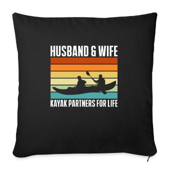 Husband & Wife Kayak Partners For Life Shirt - Sofa pillowcase 17,3'' x 17,3'' (45 x 45 cm) - black - Front