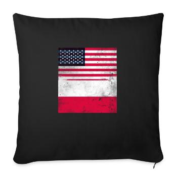 USA Flag Poland Flag Gift Shirt - Sofa pillowcase 17,3'' x 17,3'' (45 x 45 cm) - black - Front