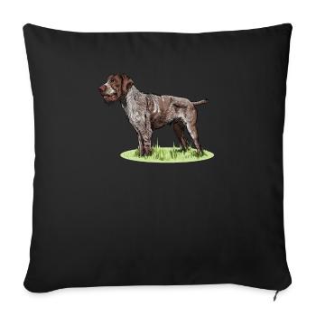 German Wirehair I Hunting Dog Pointing Dog Gift - Sofa pillowcase 17,3'' x 17,3'' (45 x 45 cm) - black - Front