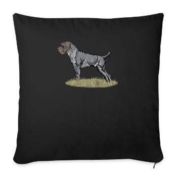 German Wirehair I Hunting Dog Pointing Dog Gift - Sofa pillowcase 17,3'' x 17,3'' (45 x 45 cm) - black - Front