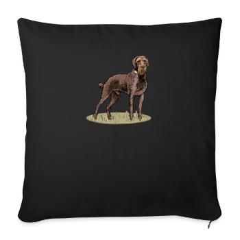 German Wirehair I Hunting Dog Pointing Dog Gift - Sofa pillowcase 17,3'' x 17,3'' (45 x 45 cm) - black - Front