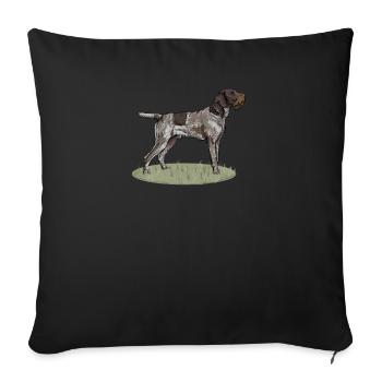 German Wirehair I Hunting Dog Pointing Dog Gift - Sofa pillowcase 17,3'' x 17,3'' (45 x 45 cm) - black - Front