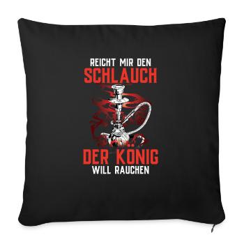 Shisha Doppelapfel Hookah Rauchen Tabak Vape Kohle - Sofakissenbezug 45 x 45 cm - Schwarz - Vorne