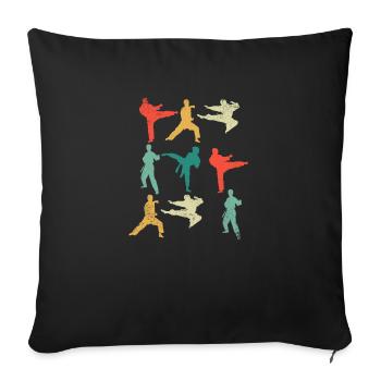 Vintage Arts Martiaux Fun Karaté Taekwondo Boîtes - Housse de coussin décorative 45 x 45 cm - noir - Devant