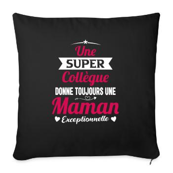 Super collègue cadeau drôle future maman mère - Housse de coussin décorative 45 x 45 cm - noir - Devant