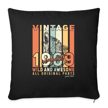 Rétro 1969 Août - Housse de coussin décorative 45 x 45 cm - noir - Devant