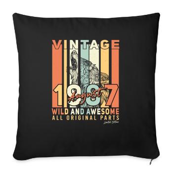 Août 1987 Vœux d’anniversaire - Housse de coussin décorative 45 x 45 cm - noir - Devant