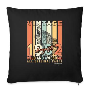 60th birthday August 1962 - Sofa pillowcase 17,3'' x 17,3'' (45 x 45 cm) - black - Front