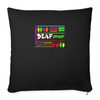 Sensibilisation aux sourds Soins en langue des signes Communiquer - Housse de coussin décorative 45 x 45 cm - noir - Devant