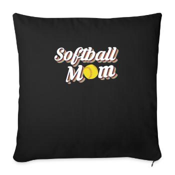 Softball Maman Shirt Cadeau - Housse de coussin décorative 45 x 45 cm - noir - Devant