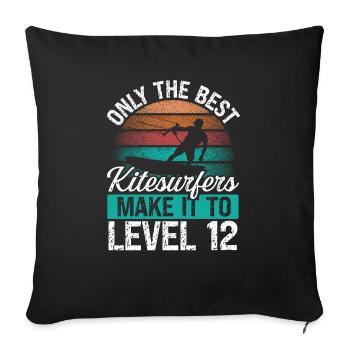 12 Kitesurf Level 12 Year Retro Kiteboarding - Sofa pillowcase 17,3'' x 17,3'' (45 x 45 cm) - black - Front