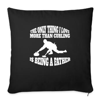 Curling Stone Père Curl Curler Curling Stone Papa - Housse de coussin décorative 45 x 45 cm - noir - Devant
