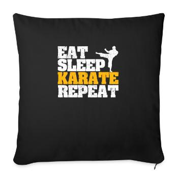 Eat Sleep Karate Repeat Funny Martial Arts - Sofa pillowcase 17,3'' x 17,3'' (45 x 45 cm) - black - Front