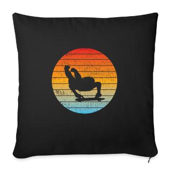 Tobogganing Sledge Toboggan sport Saying Winter sports - Sofa pillowcase 17,3'' x 17,3'' (45 x 45 cm) - black - Front