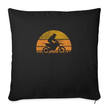 Motocross Dirt Bike Rétro Supercross Vintage MX - Housse de coussin décorative 45 x 45 cm - noir - Devant