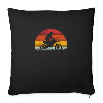Motocross Dirt Bike Rétro Supercross Vintage MX - Housse de coussin décorative 45 x 45 cm - noir - Devant
