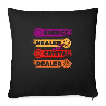 Médecine énergétique Guérison Cristaux d’énergie positive - Housse de coussin décorative 45 x 45 cm - noir - Devant