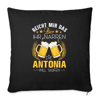 Antonia Spruch Bier - Sofakissenbezug 45 x 45 cm - Schwarz - Vorne