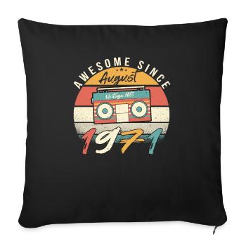 August 1971 Geschenkidee - Sofakissenbezug 45 x 45 cm - Schwarz - Vorne