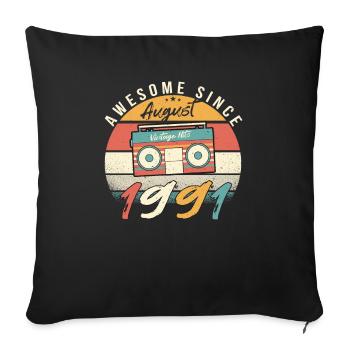 Year of construction 1991 in August - Sofa pillowcase 17,3'' x 17,3'' (45 x 45 cm) - black - Front