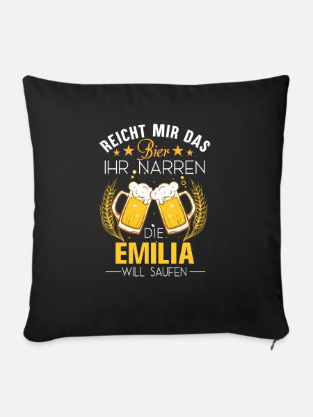 Emilia Bier Spruch - Sofakissenbezug 45 x 45 cm - Schwarz