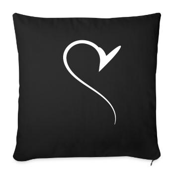 Halbes Weises Herz Simpel - Sofakissenbezug 45 x 45 cm - Schwarz - Vorne