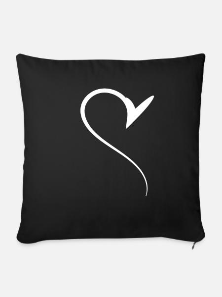 Halbes Weises Herz Simpel - Sofakissenbezug 45 x 45 cm - Schwarz