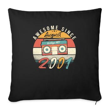 Year of birth 2001 in August - Sofa pillowcase 17,3'' x 17,3'' (45 x 45 cm) - black - Front