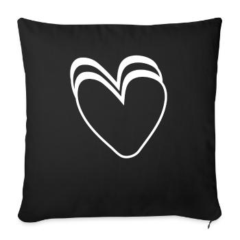Cœurs Blancs - Housse de coussin décorative 45 x 45 cm - noir - Devant