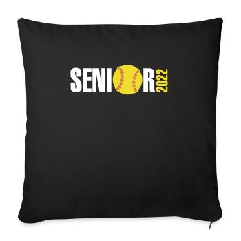 Senior 2022 Softball Gift Shirt - Sofa pillowcase 17,3'' x 17,3'' (45 x 45 cm) - black - Front