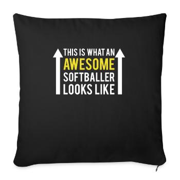 This Is What An Awesome Softballer Looks Like - Sofa pillowcase 17,3'' x 17,3'' (45 x 45 cm) - black - Front