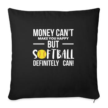 L’argent ne peut pas vous rendre heureux, mais le softball - Housse de coussin décorative 45 x 45 cm - noir - Devant