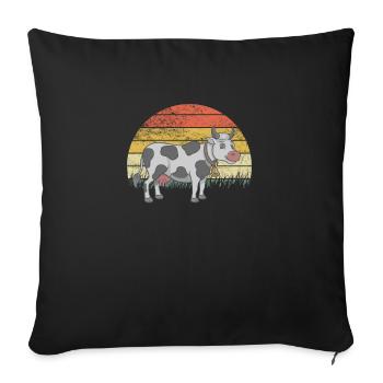 Cow Cows Cattle Calf Calf Bulls Retro Vintage - Sofa pillowcase 17,3'' x 17,3'' (45 x 45 cm) - black - Front
