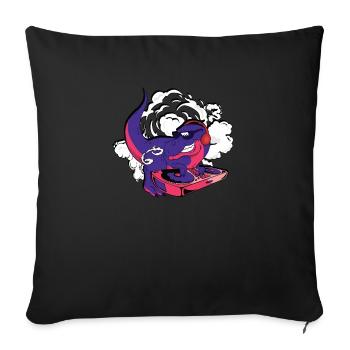 DJ Trex Dinosaur spielt Plattenspieler - elektronisch - Sofakissenbezug 45 x 45 cm - Schwarz - Vorne