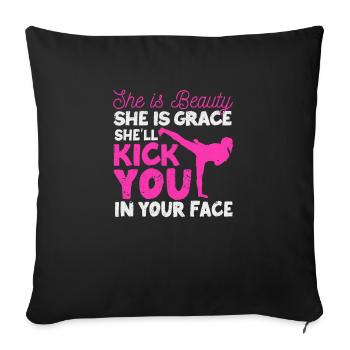 Funny Karate Girl Tae-Kwon Do She is beauty - Sofa pillowcase 17,3'' x 17,3'' (45 x 45 cm) - black - Front