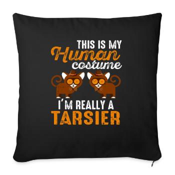 Niedliche Tarsier-Affenfamilie - Sofakissenbezug 45 x 45 cm - Schwarz - Vorne