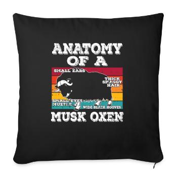 Anatomie des Moschusochsen - Sofakissenbezug 45 x 45 cm - Schwarz - Vorne