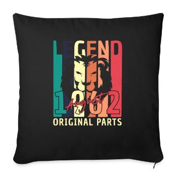 60th birthday August 1962 - Sofa pillowcase 17,3'' x 17,3'' (45 x 45 cm) - black - Front