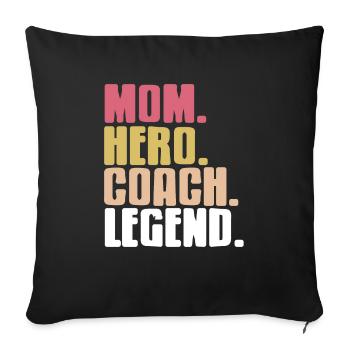 Mom. Hero. Coach. Laying. Retro Coaching Tea - Sofa pillowcase 17,3'' x 17,3'' (45 x 45 cm) - black - Front