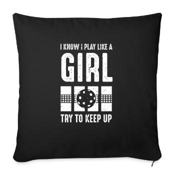 Je sais que je joue comme une fille essayer de suivre - Housse de coussin décorative 45 x 45 cm - noir - Devant