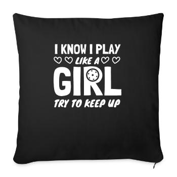 Je sais que je joue comme une fille essayer de suivre - Housse de coussin décorative 45 x 45 cm - noir - Devant