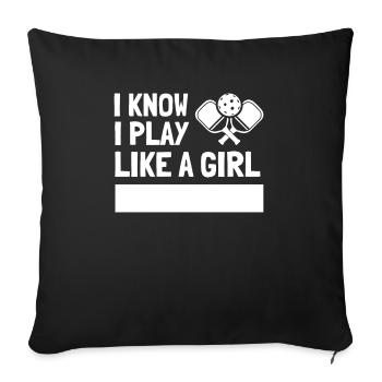 Je sais que je joue comme une fille essayer de suivre - Housse de coussin décorative 45 x 45 cm - noir - Devant